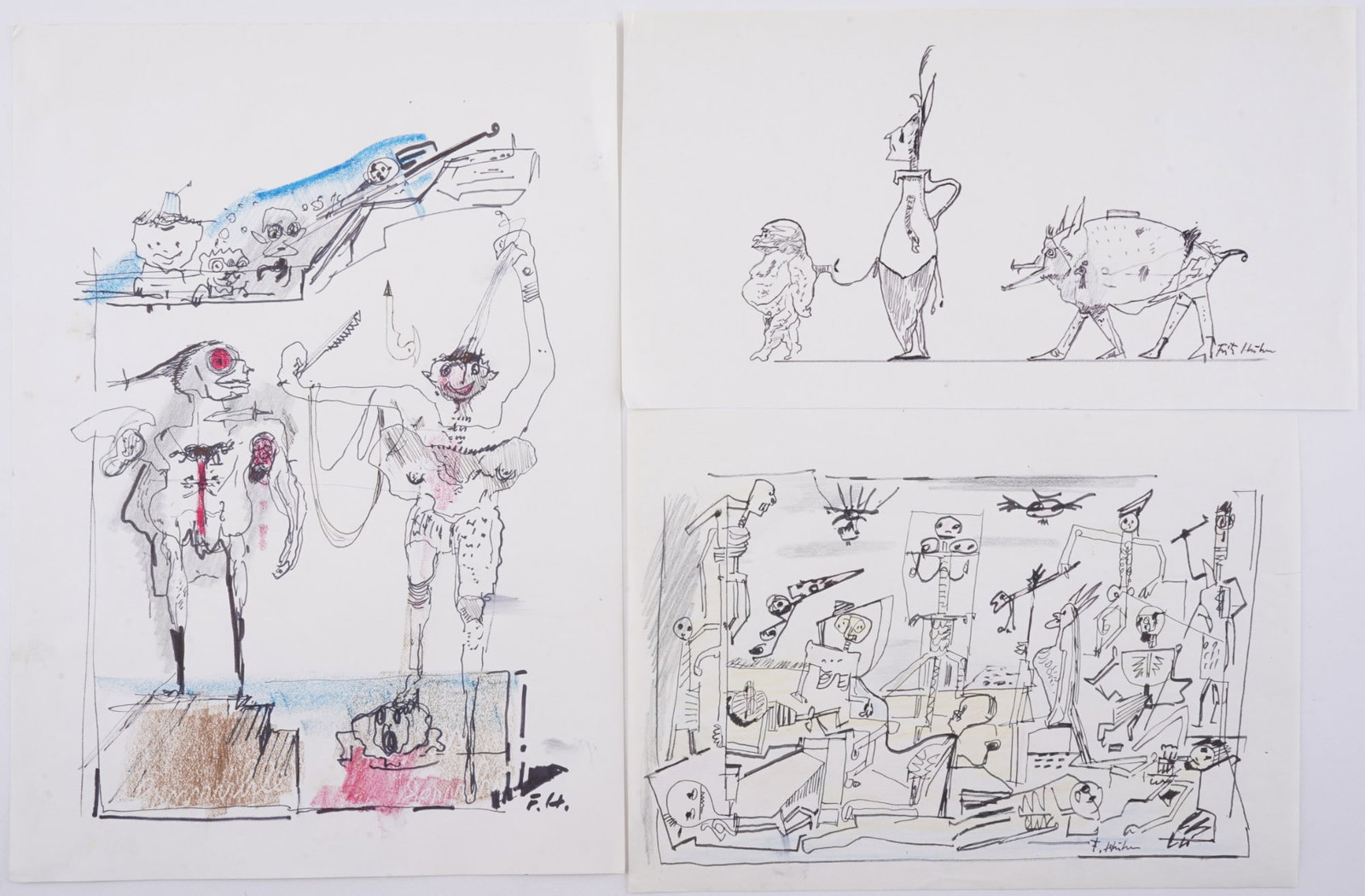 Fritz HUHNEN (1895-1981) Three Drawings / Studies, (1 of 7)
