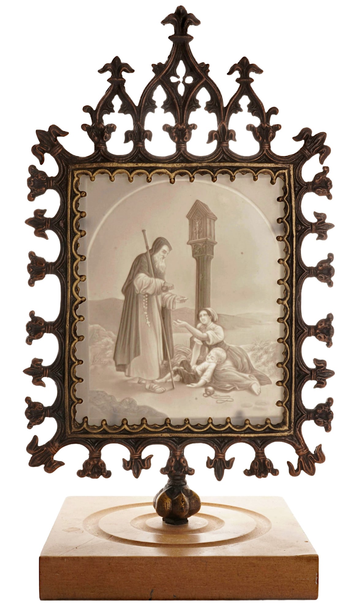 PPM Schierholz Plaue lithophany stand - Monk with Begging Mother, (1 of 5)