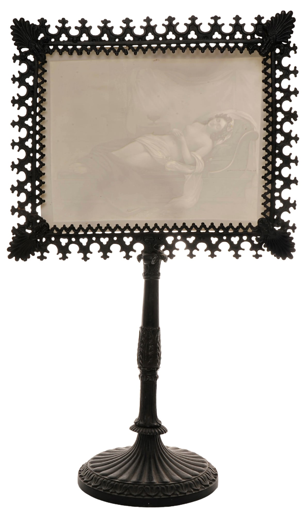 Meissen lithophany stand c. 1850 - sleeping Venus after Giorgione and Titian, (1 of 9)