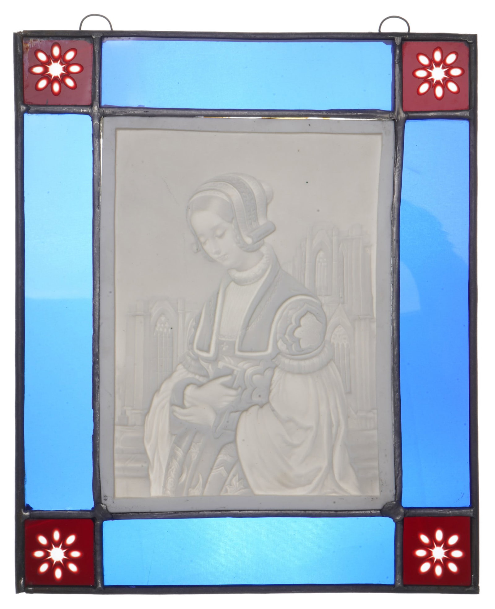 Meissen lithophany in a leaded glass frame - The churchgoer after Louis Ammy BLANC, (1 of 5)