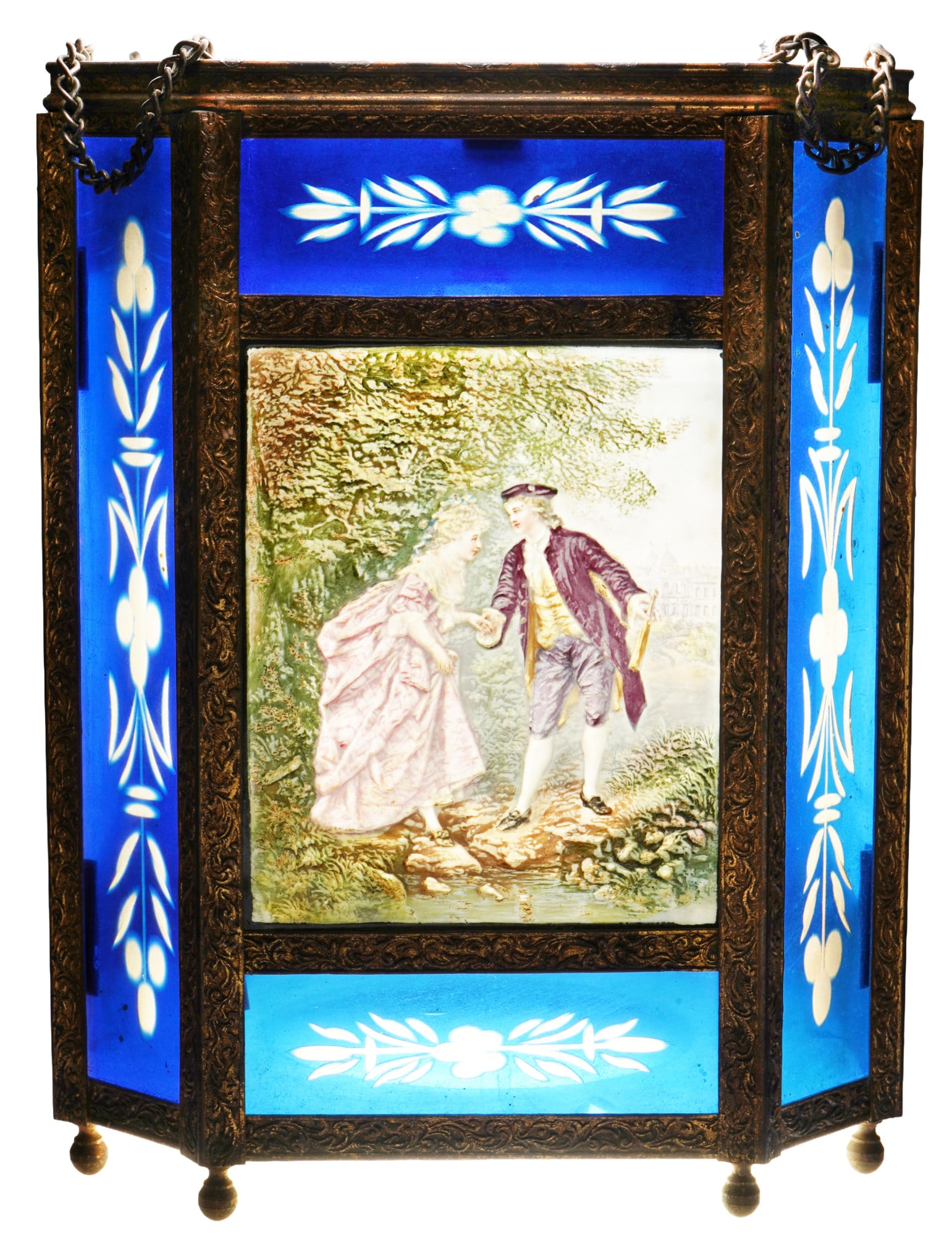 Large lithophane glass hanging lantern circa 1870/1880, (1 of 9)