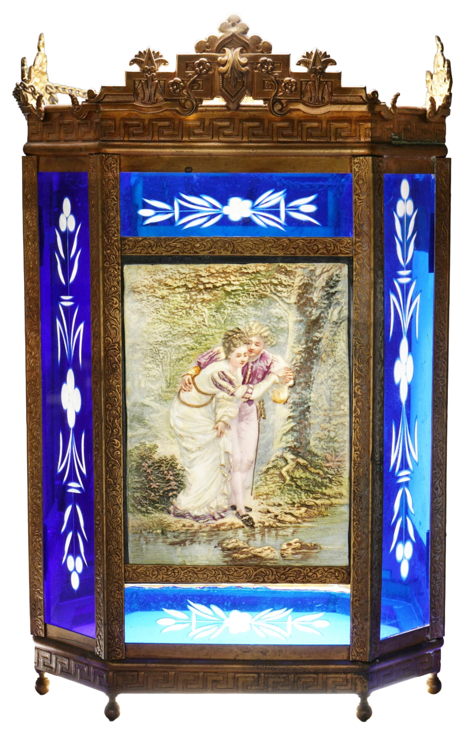Large lithophane glass hanging lantern circa 1870/1880, (1 of 8)
