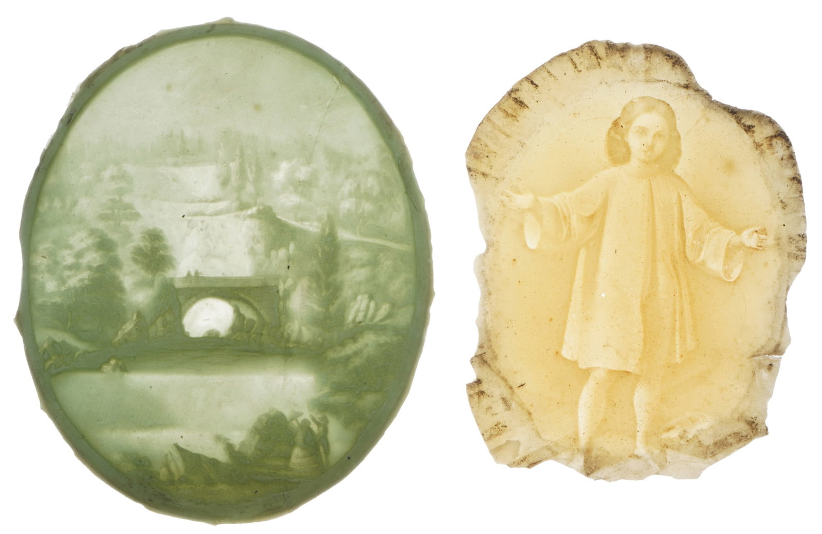 2 museum-quality lithophanes - wax plates, 19th century (1 of 5)