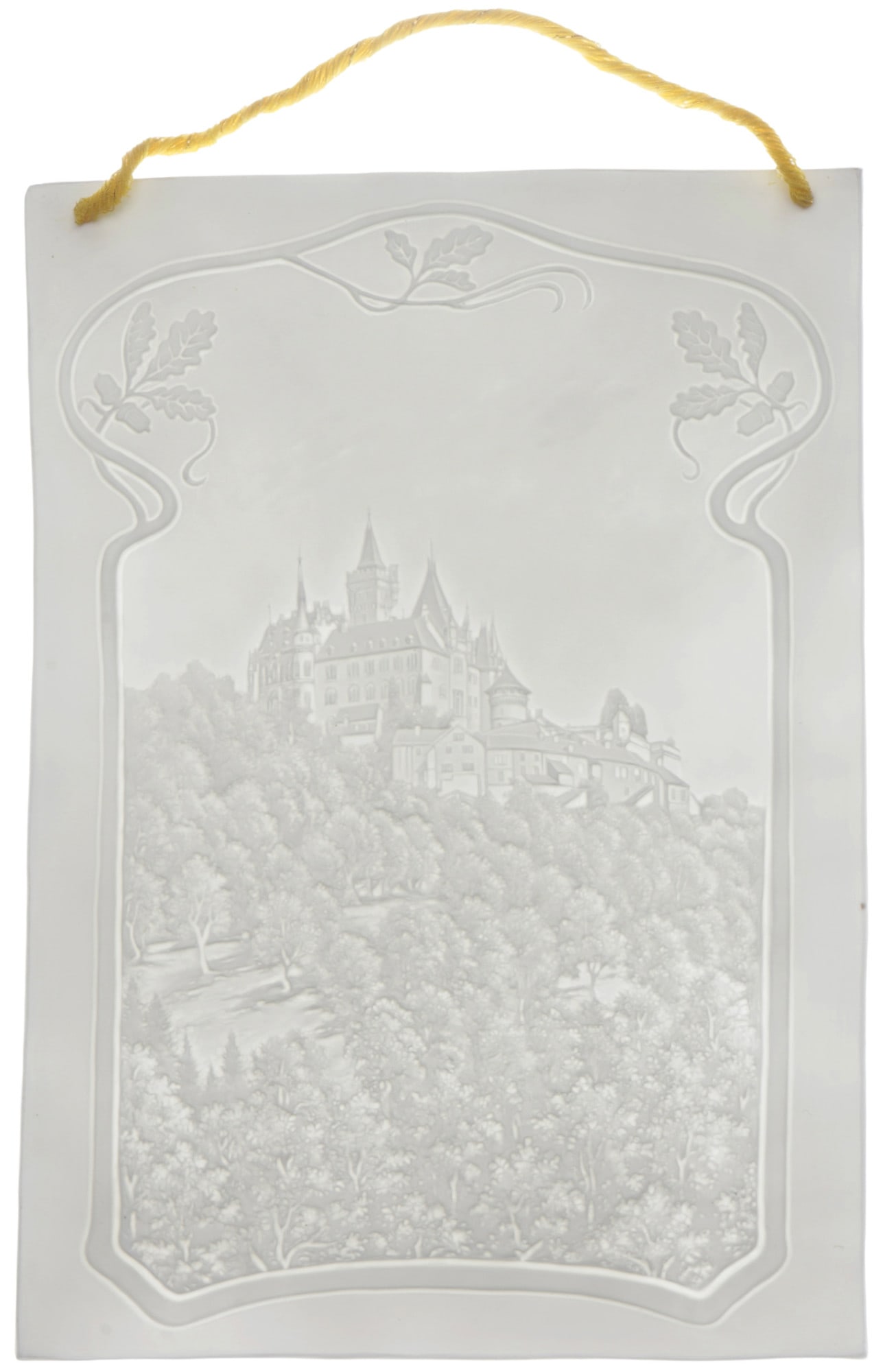 Large lithophane with a view of an idyllic castle scene, (1 of 3)