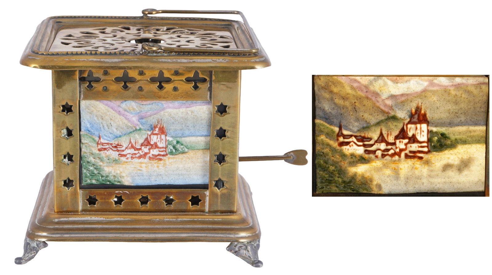 Stove with four different colored castle landscapes, (1 of 11)
