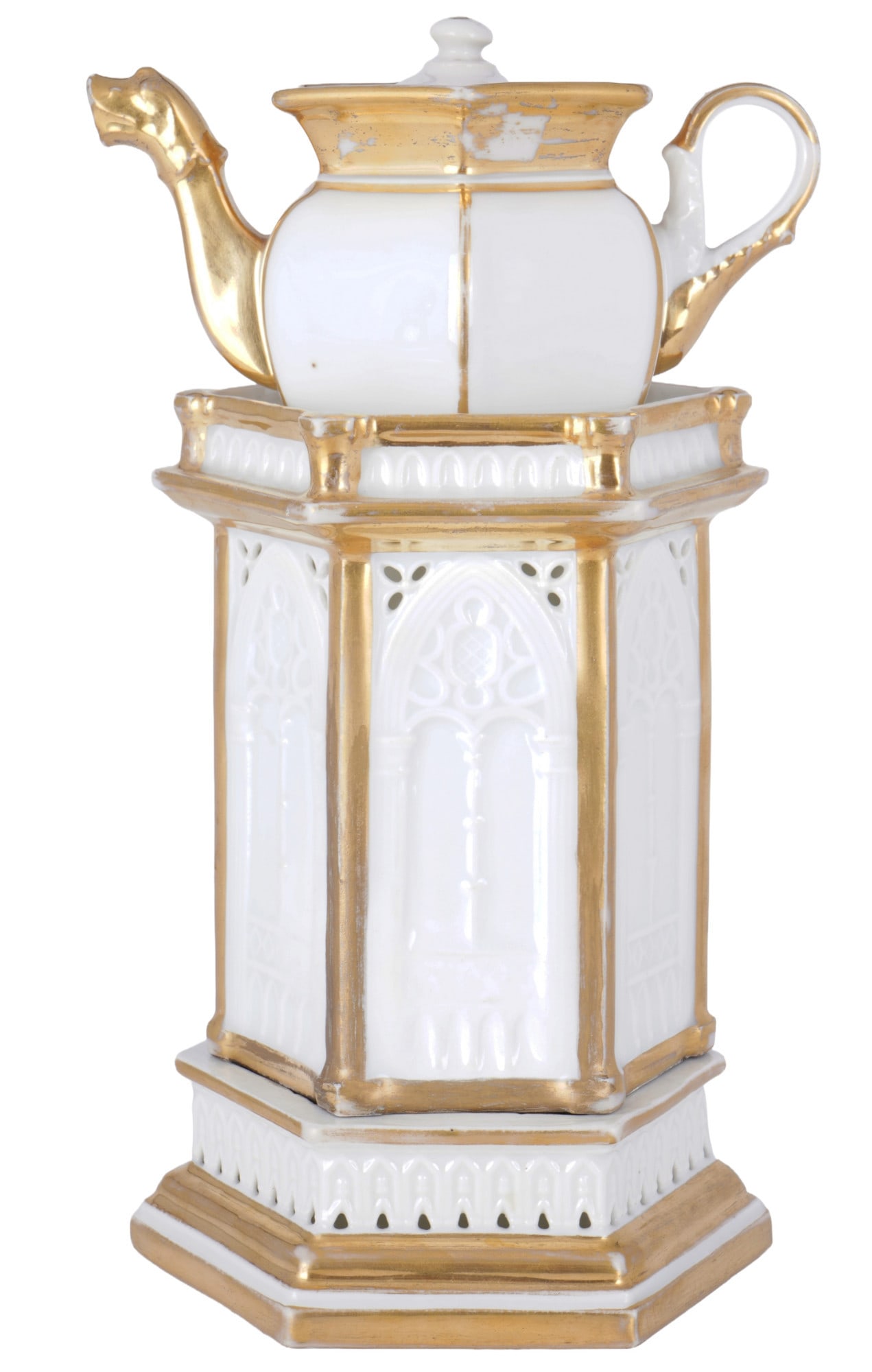 Lithophany - Biedermeier tisani re / teapot warmer with jug, 19th century, - 2