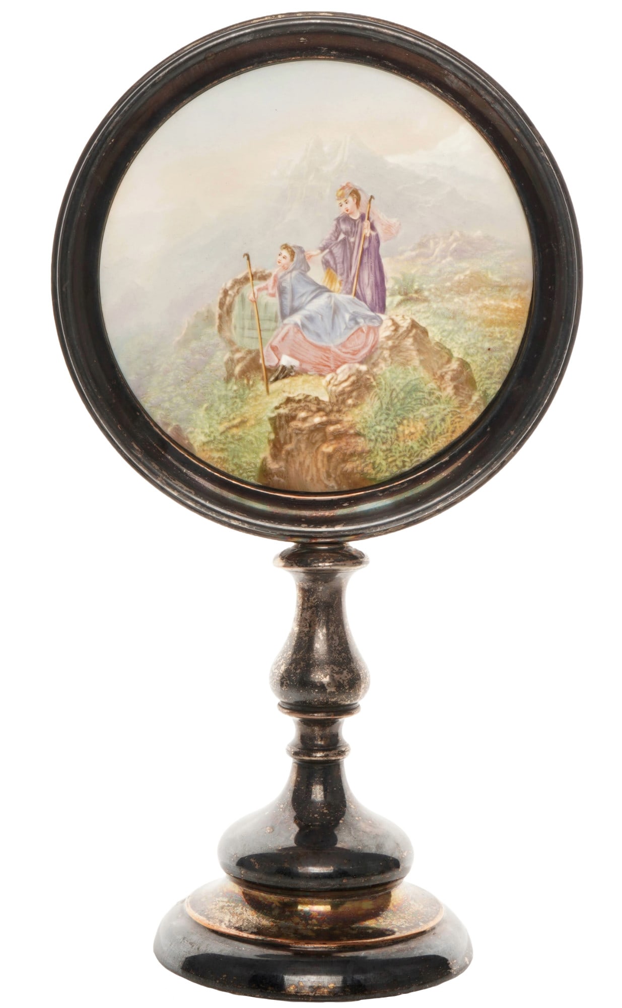 PPM Schierholz Plaue lithophany stand - two young women in the mountains, (1 of 7)