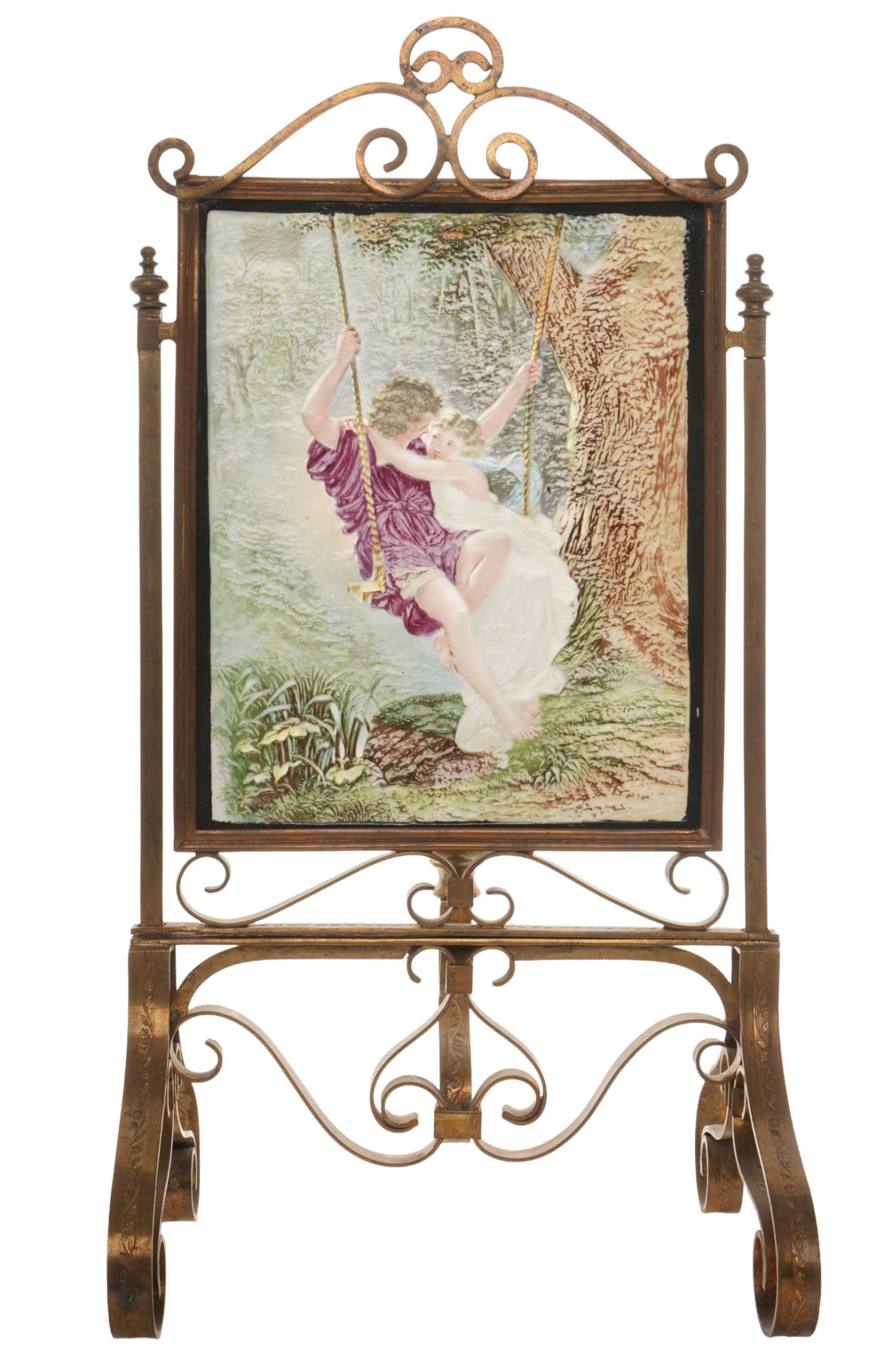 Schierholz Plaue lithophany lampshade c. 1880 - spring after Pierre Auguste COT, (1 of 9)
