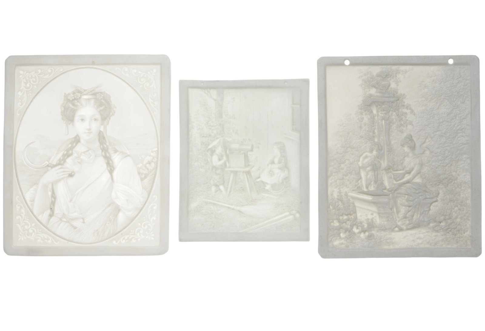 Schierholz Plaue 3 Lithophanies with personal motifs, 19th century, (1 of 8)
