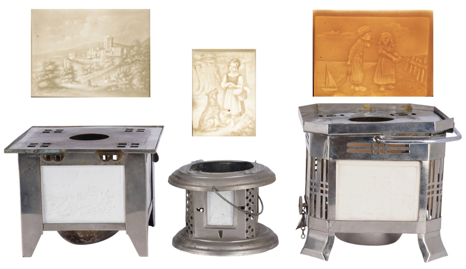 3 stoves with lithophanes circa 1900, (1 of 12)