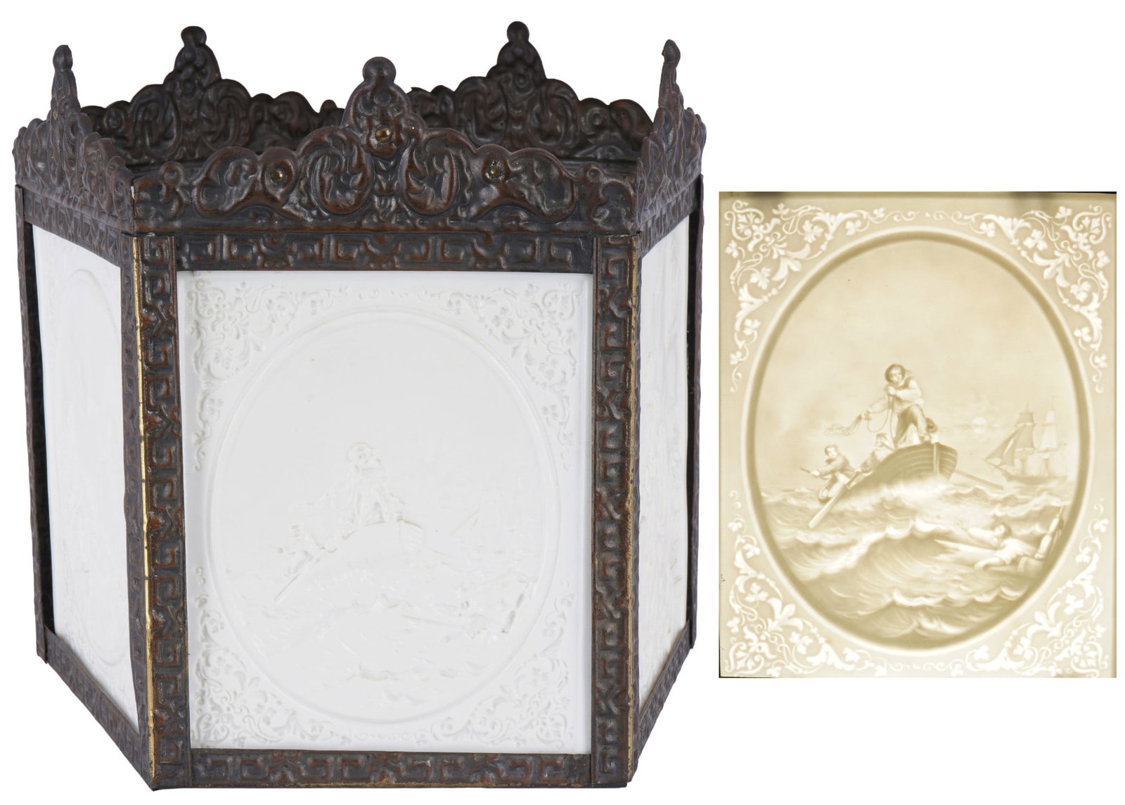 PPM Plaue - 4 Lithophanes Lantern circa 1900, (1 of 7)