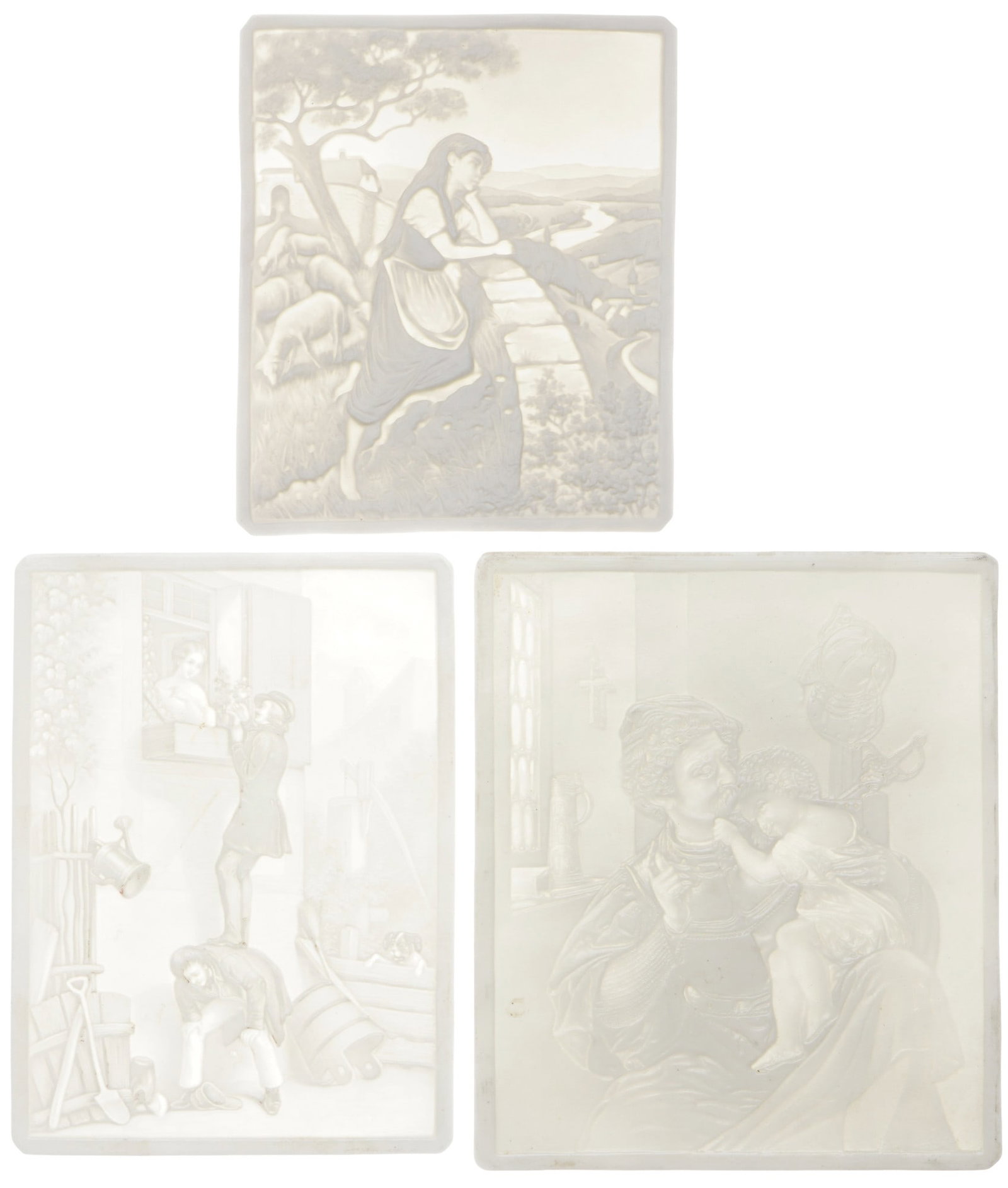 PPM Schierholz 3 lithophanes with figure scenes, (1 of 7)