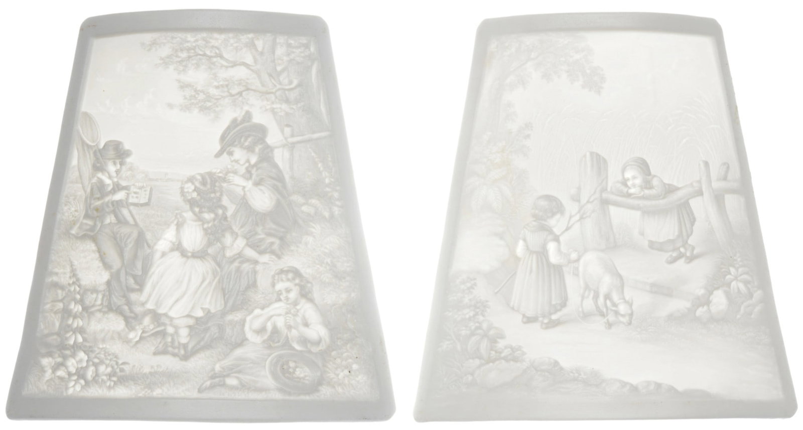 PPM Schierholz 2 trapezoidal lithophanes with children's scenes, (1 of 6)