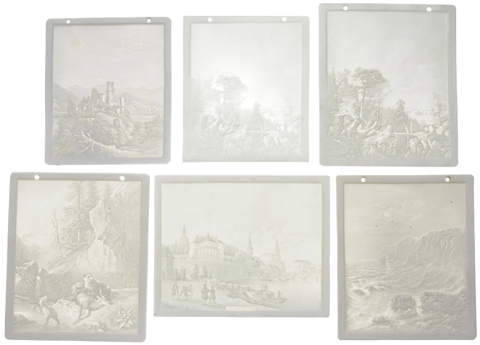 PPM Plaue 6 lithophanes with landscape and veduta motifs, (1 of 13)