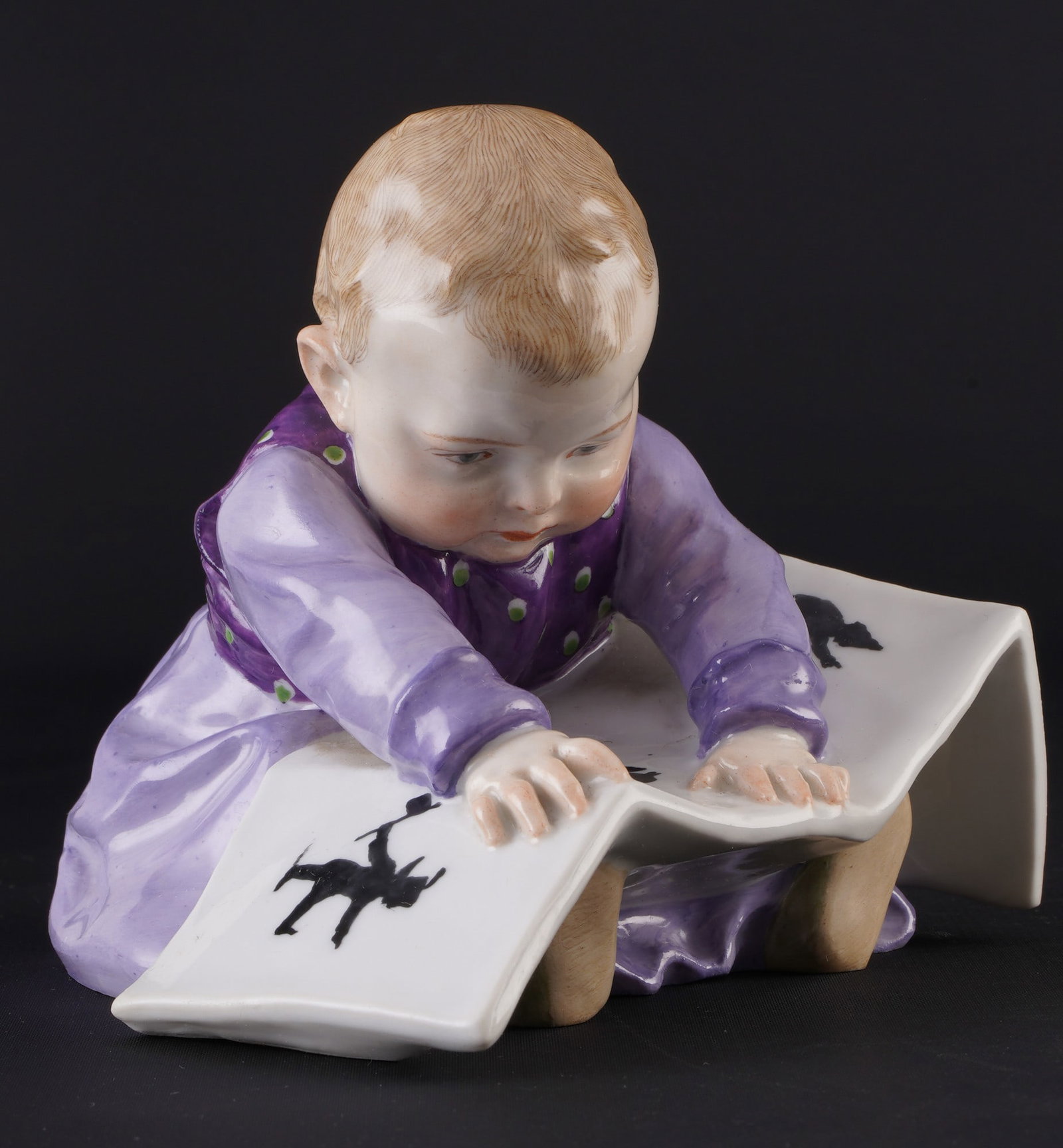 Meissen Hentschel Child with picture book 1st choice - Konrad HENTSCHEL, (1 of 8)