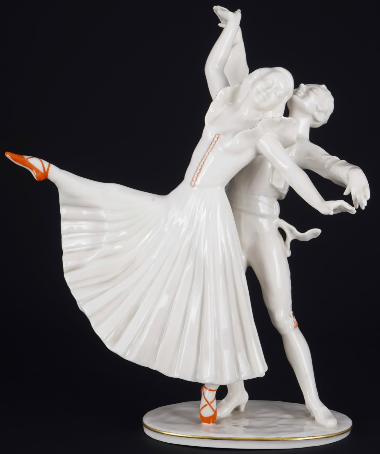 Hutschenreuther The Red Shoes dancing couple - Carl WERNER,: porcelain, gold company mark, design by Carl WERNER (1895-1980), model no. 8130, H 28 cm x W 23.5 cm