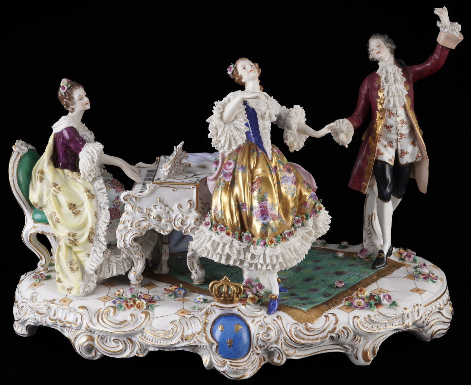 Oldest Volkstedt large rococo music group L 47,5 cm, (1 of 12)
