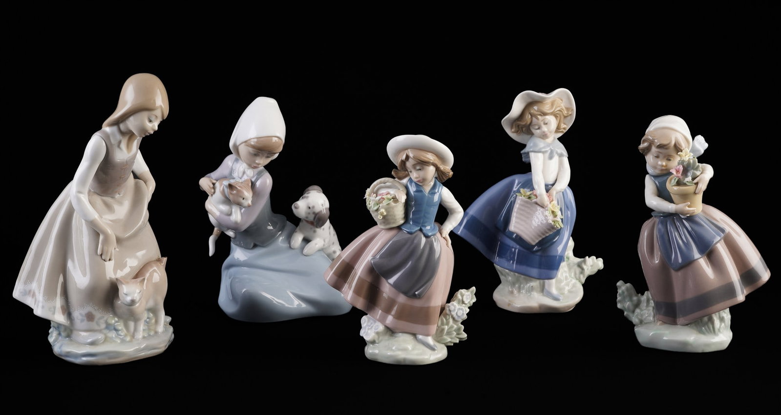 Lladro 5 girl figures, (1 of 6)