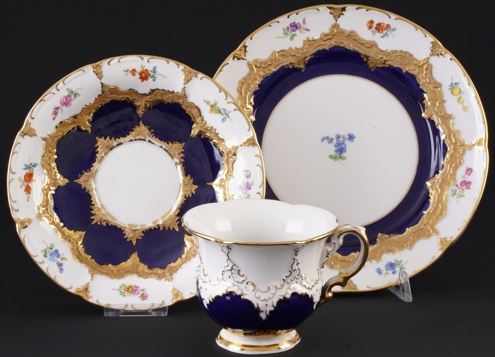 Meissen B-Form royal blue coffee place setting, (1 of 4)