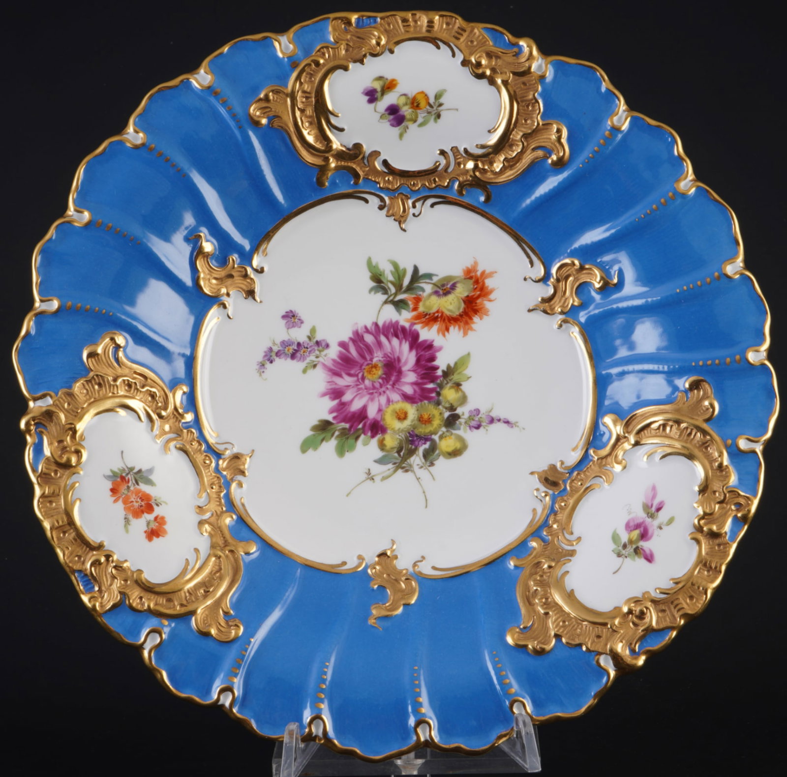 Meissen splendid bowl B-Form Flower Bouquet light blue 1st choice, (1 of 4)