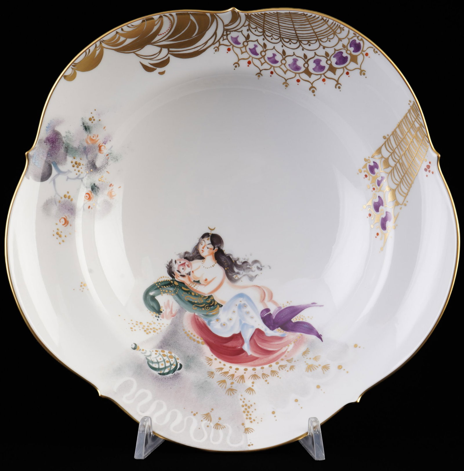 Meissen Arabian Nights bowl / soup plate 1st choice - ZEPNER / WERNER,: porcelain, blue sword mark 1st choice, design by Ludwig Zepner (1931-2010), decor Arabian Nights by Prof. Heinz Werner (1928-2019) as a freely painted execution, decor no. 680810, painting no. 6, pain