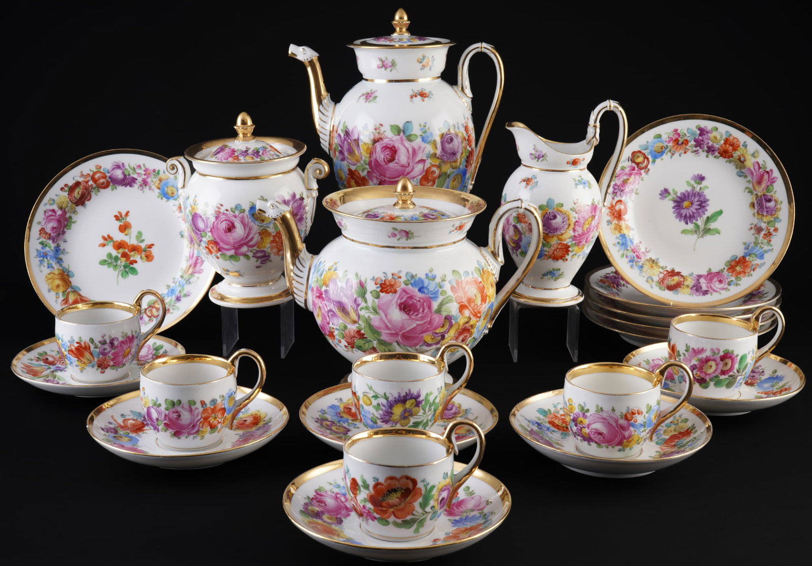 Meissen Flower Bouquet coffee / tea service for 6 persons 1st choice, (1 of 8)
