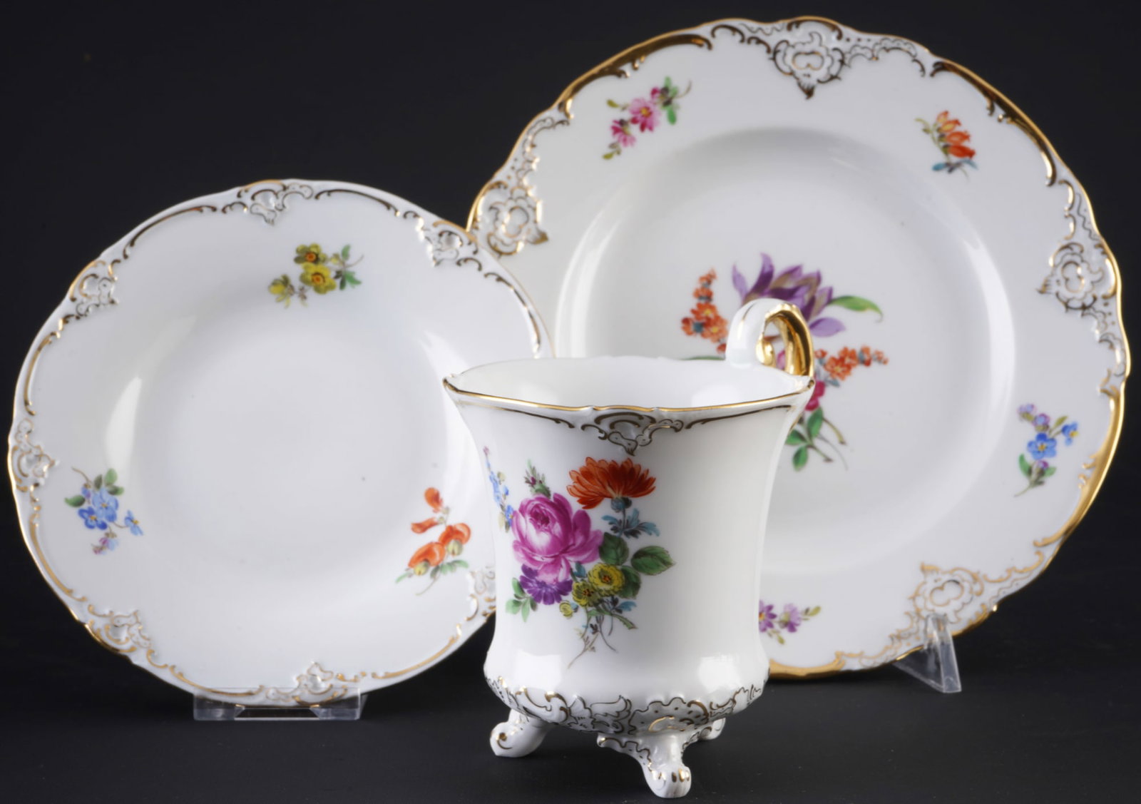 Meissen Flower Bouquet splendid coffee place setting 1st choice, (1 of 6)