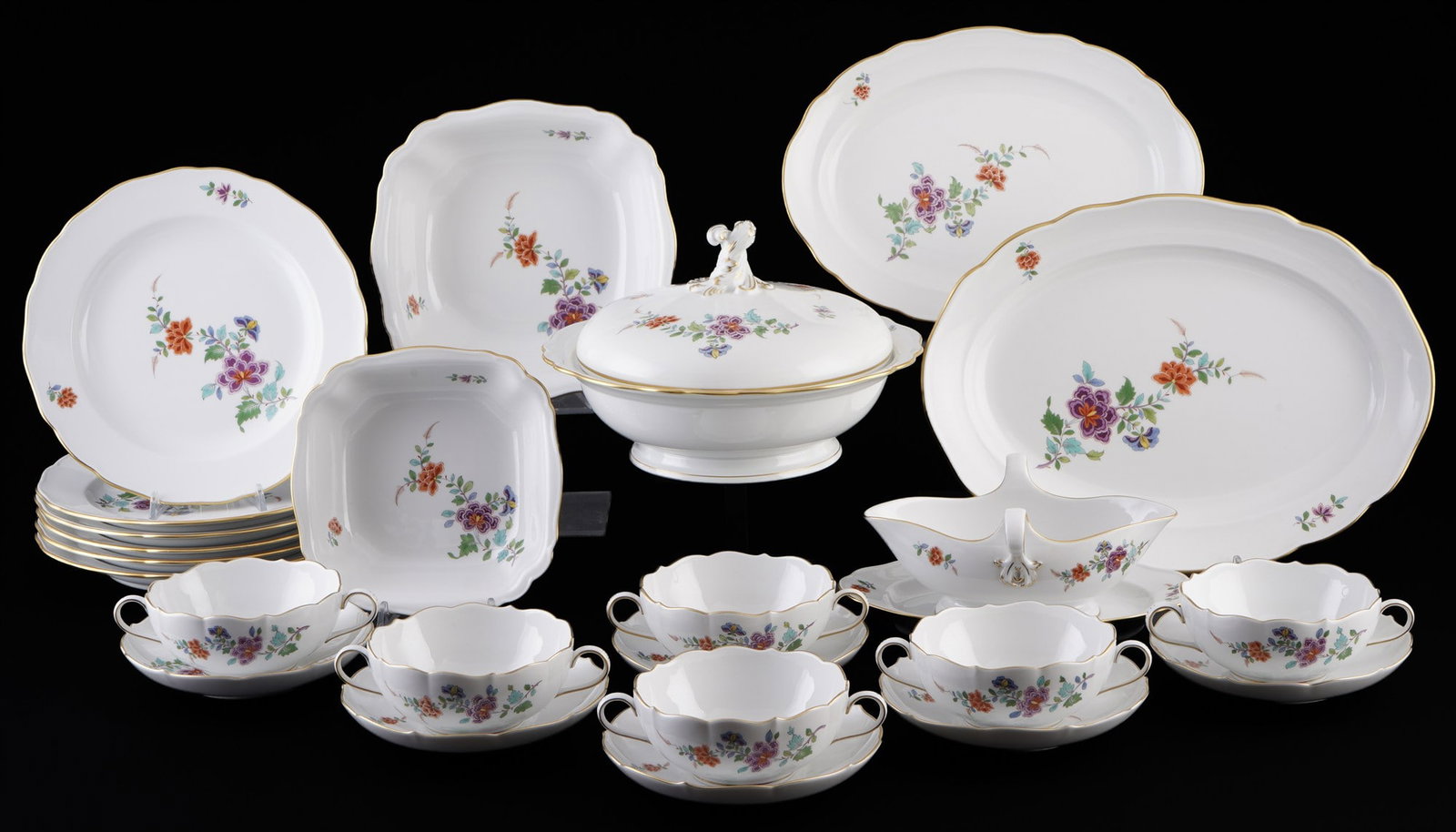 Meissen Indian Flower Branch dinner service for 6 persons 1st choice, (1 of 5)