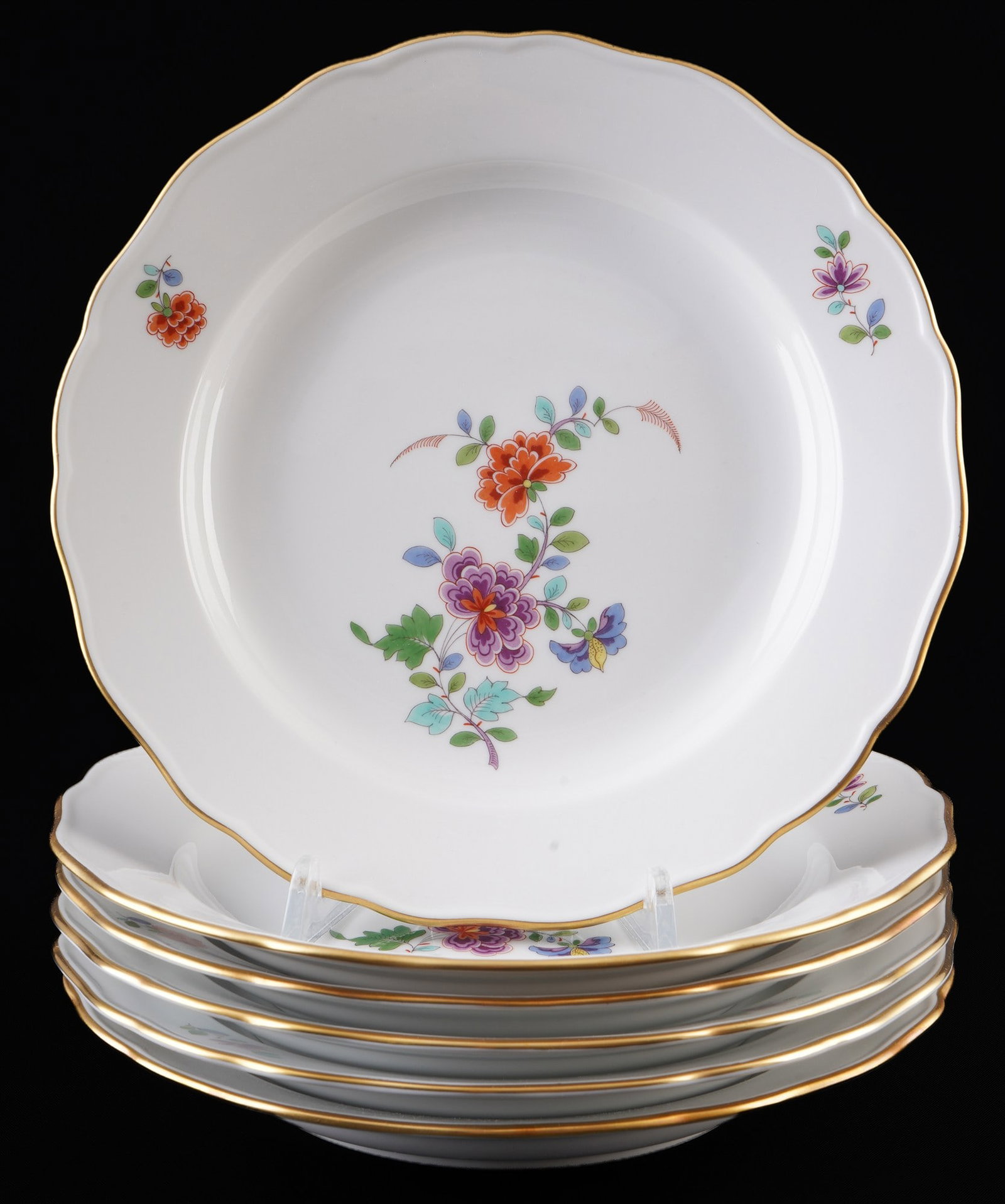 Meissen Indian Flower Branch 6 dessert plates 1st choice,: porcelain, blue sword mark 1st choice, decor Indian Flower Branch, decor no. 363510, 6x D 20.5 cm