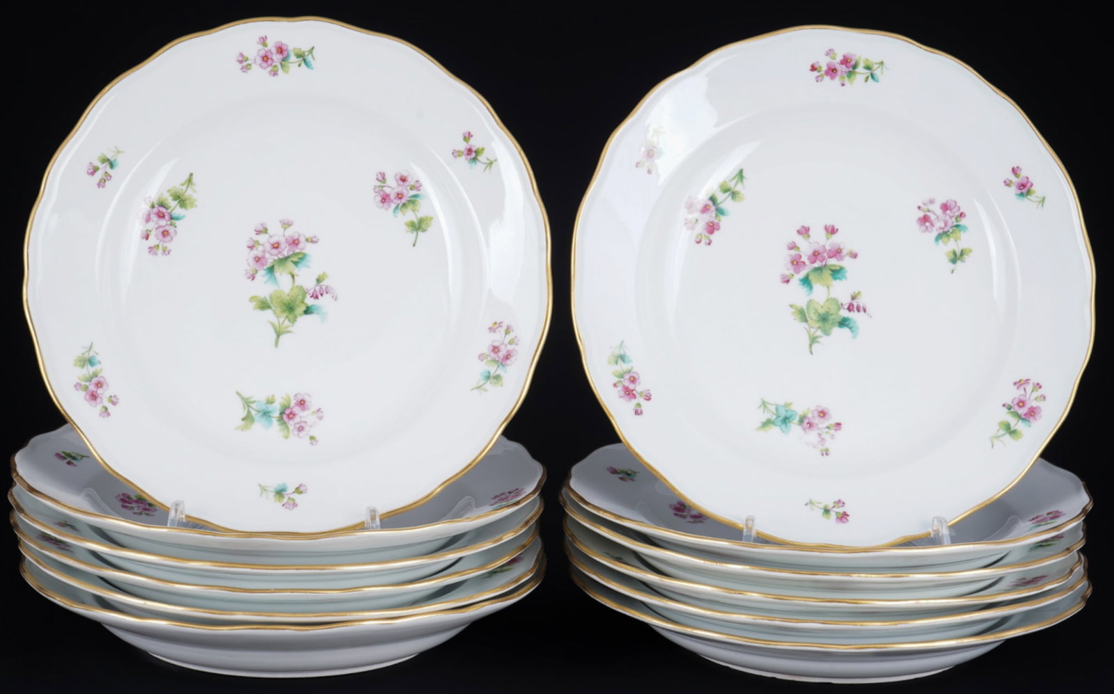 Meissen Pink Primrose 12 dinner plates 1st choice, (1 of 3)
