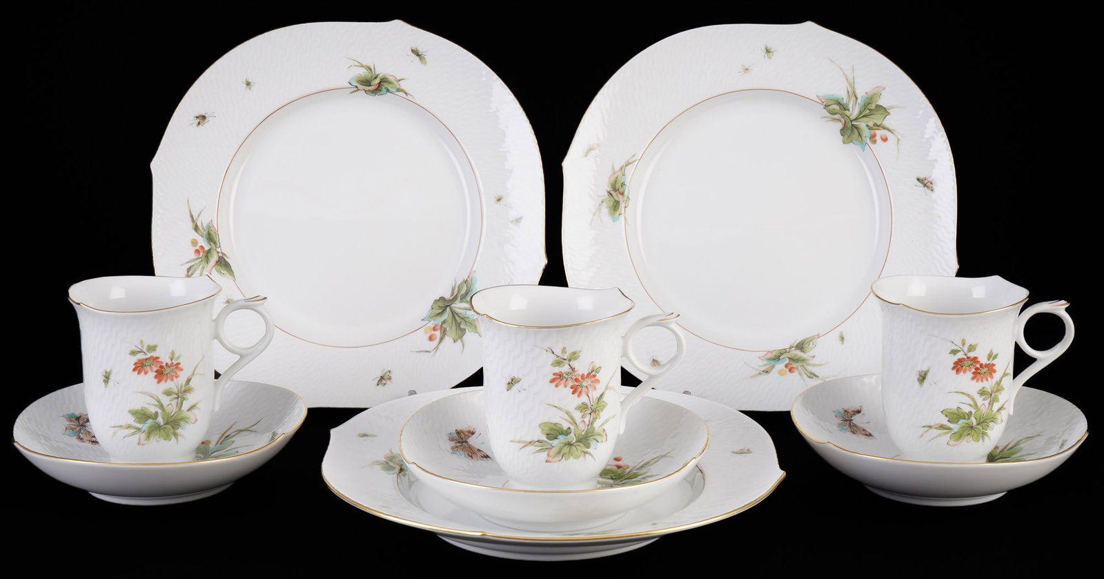 Meissen Summer Meadow Wave 3 coffee place settings, (1 of 3)