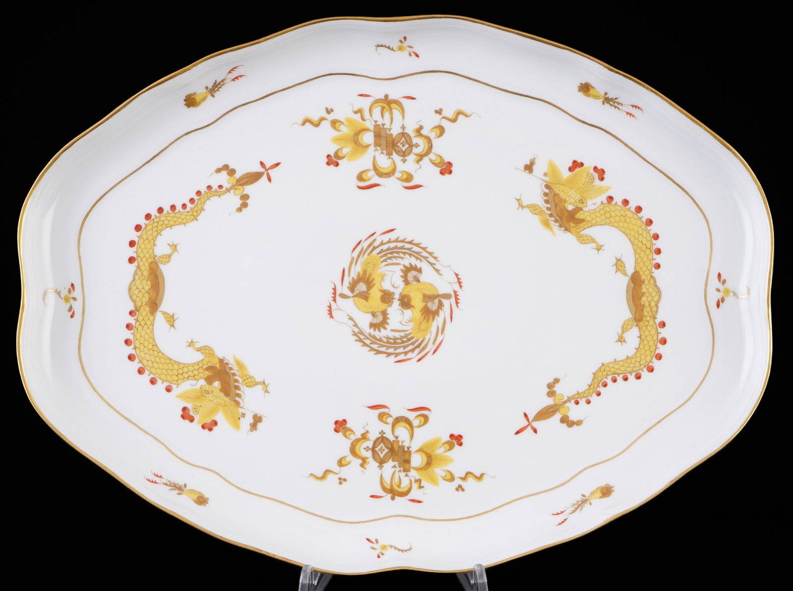 Meissen Court Dragon Rich Yellow tray 1st choice, (1 of 3)