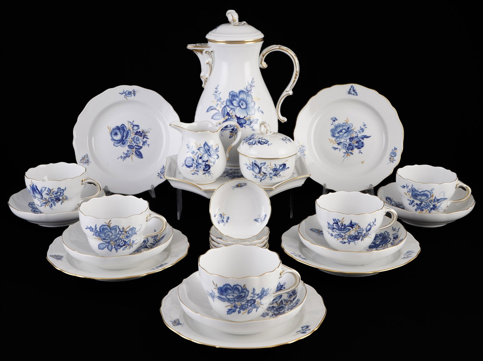 Meissen Blue Flower Gold Grasses coffee service for 5 persons, (1 of 7)