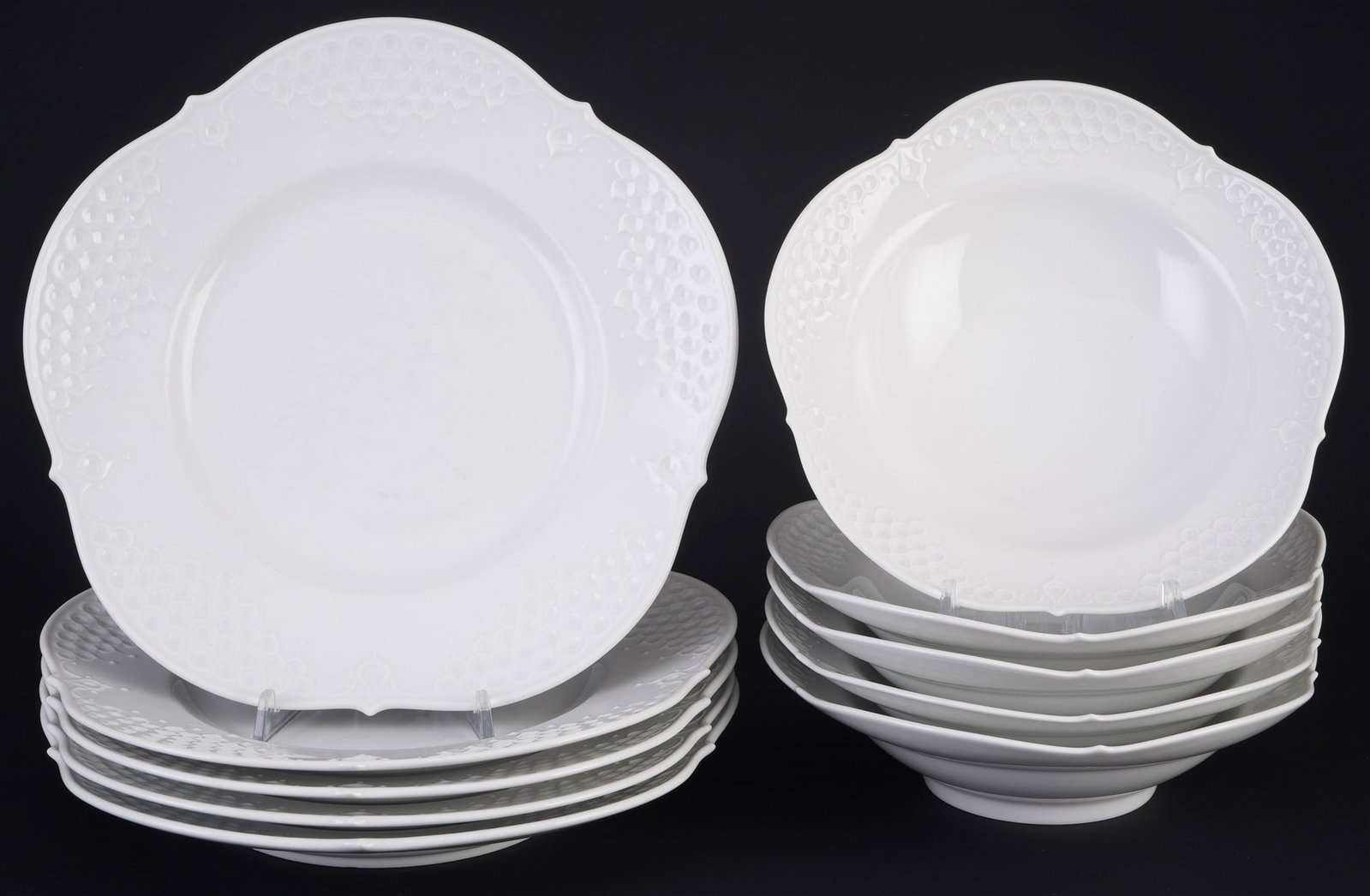 Meissen Large Cutout Relief 5 dinner plates with 5 soup plates 1st choice, (1 of 4)