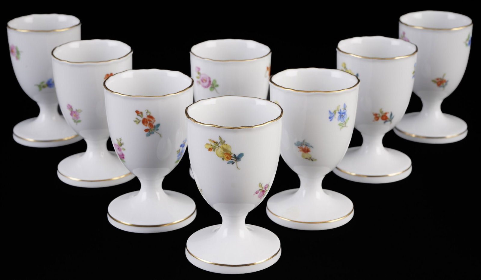 Meissen Strewn Flowers 8 egg cups 1st choice, (1 of 3)