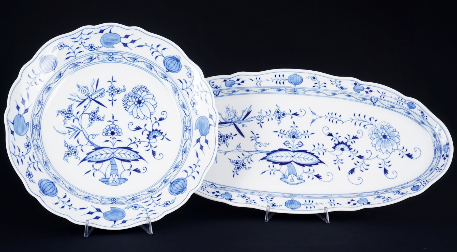 Meissen Blue Onion large fish platter with serving bowl, (1 of 4)