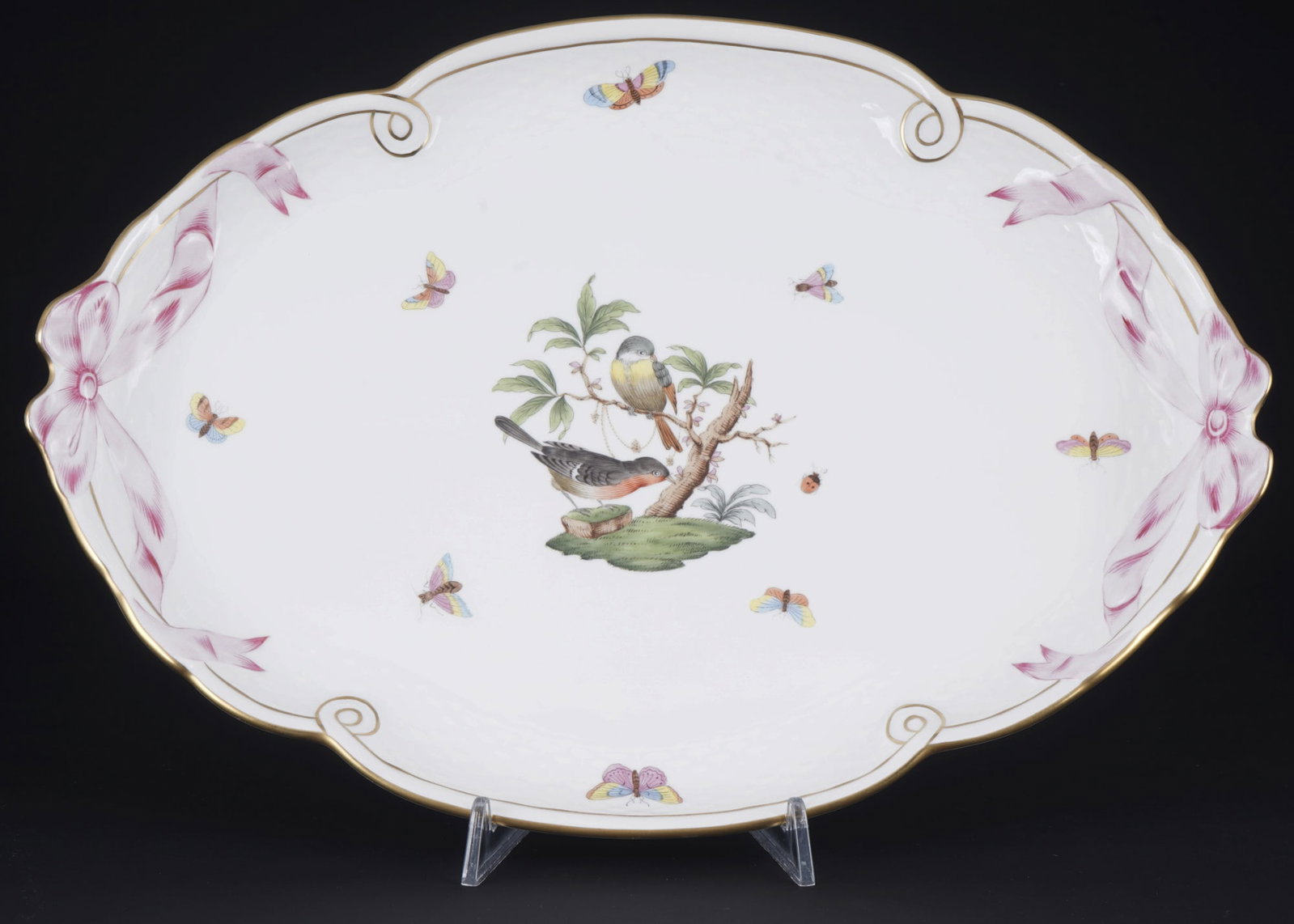 Herend Rothschild ribbon tray, (1 of 3)