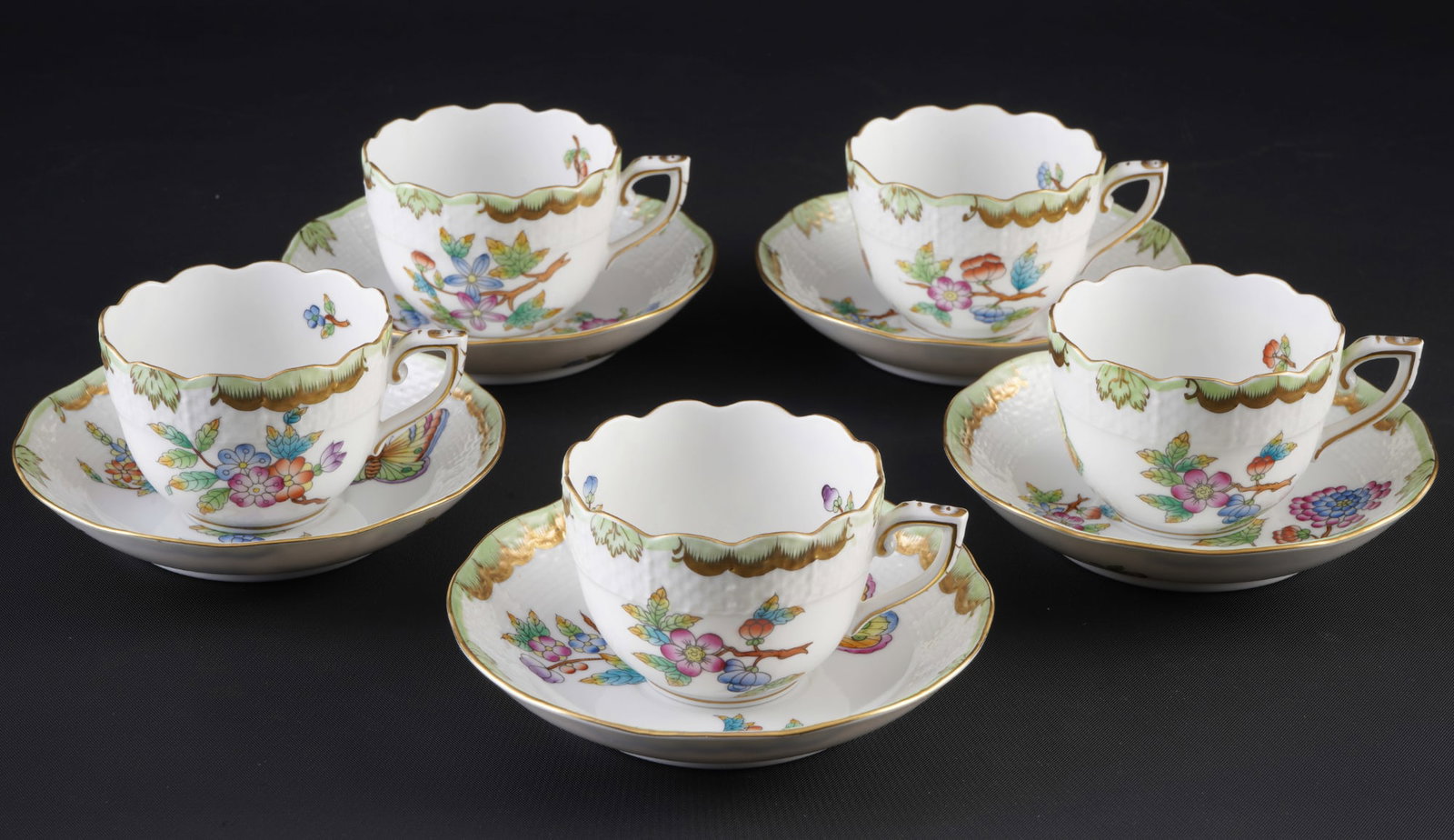 Herend Queen Victoria 5 mocha cups, (1 of 3)