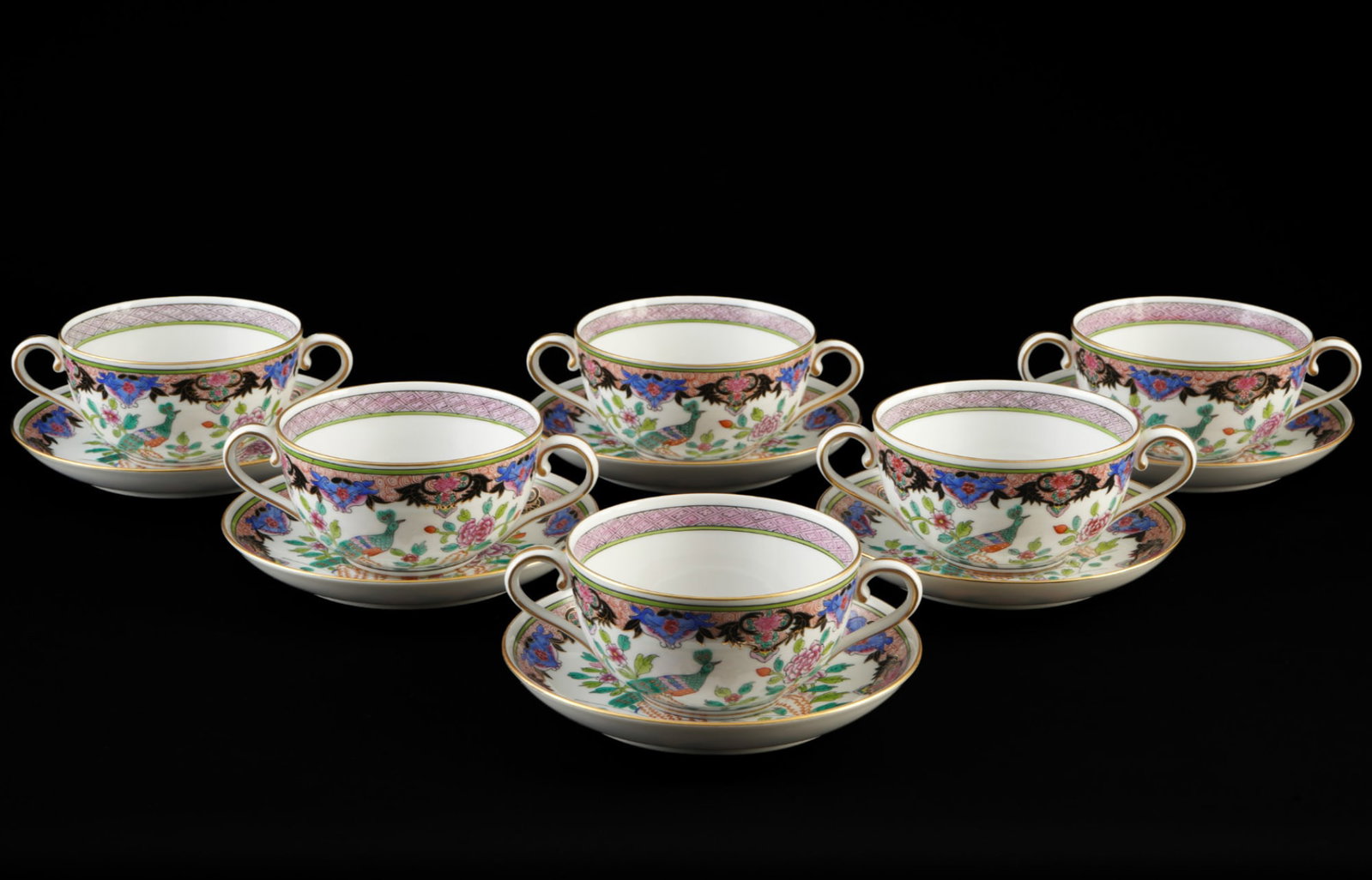 Herend Paon de Peking 6 soup bowls 2716, (1 of 7)
