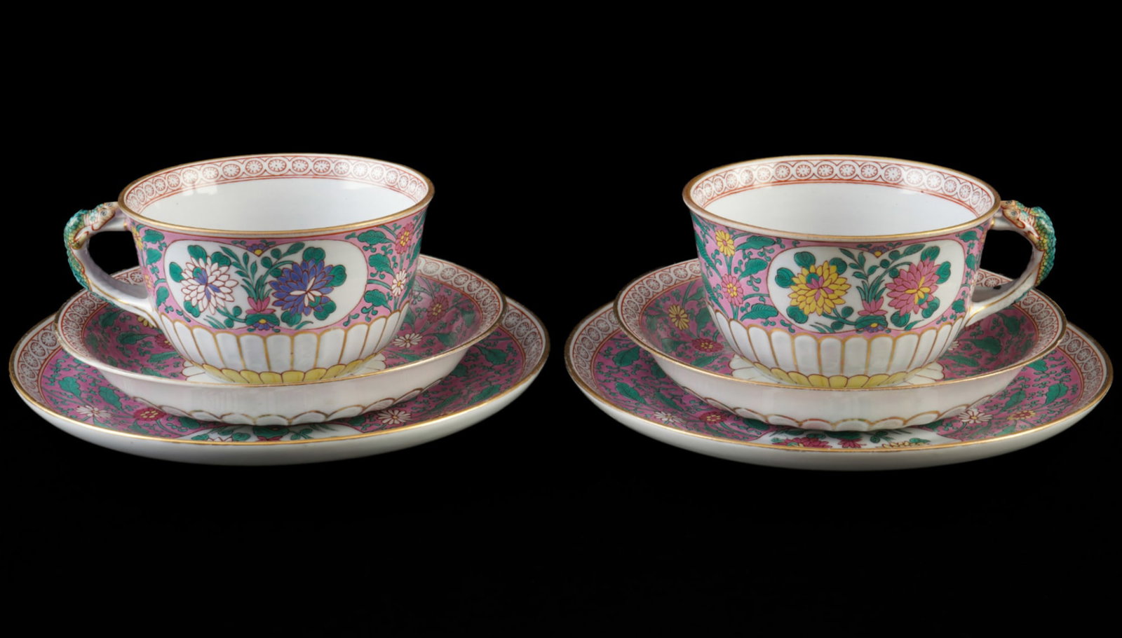 Herend Enamel Rose 2 rare tea place settings from 1911, (1 of 10)