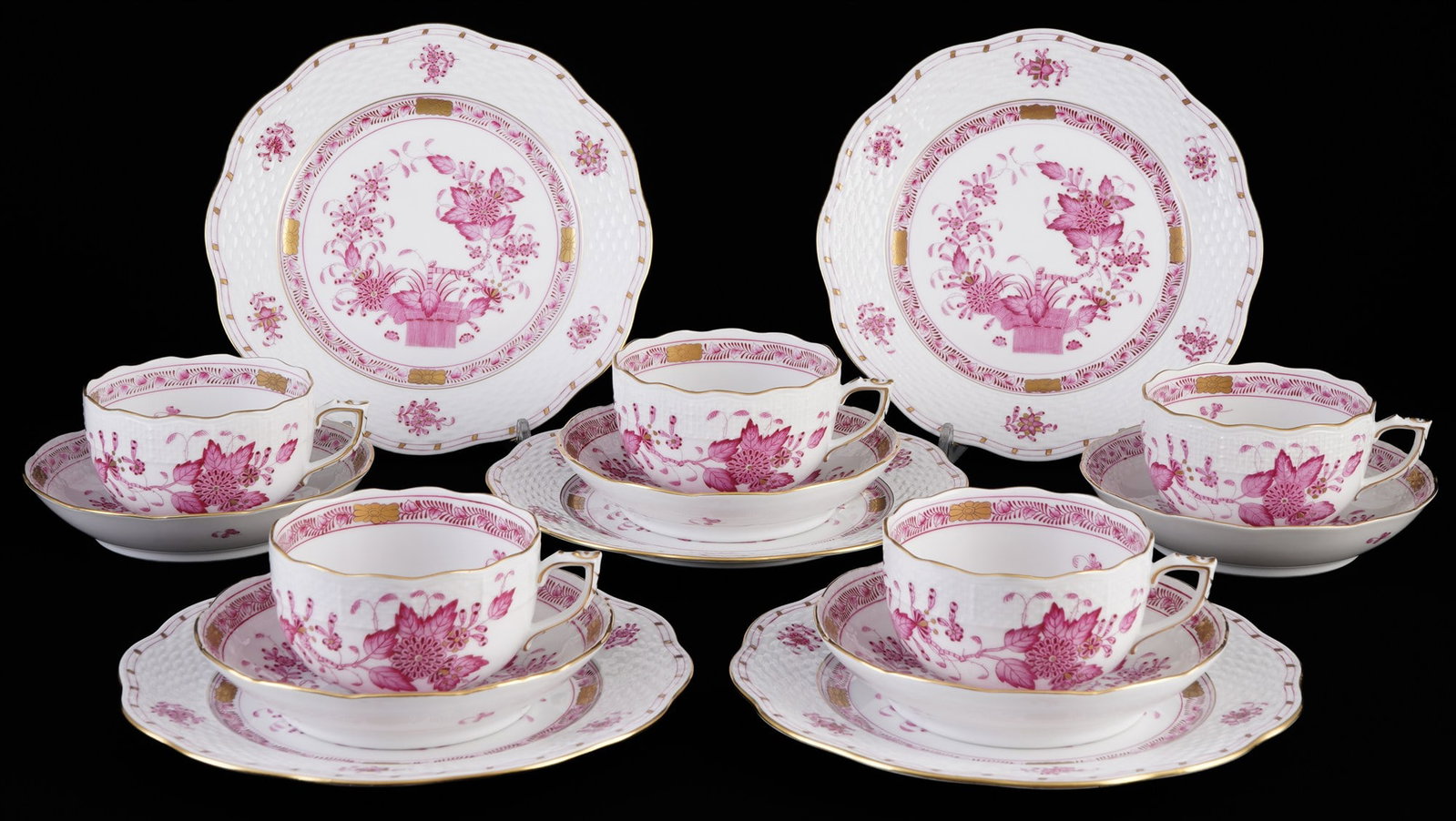 Herend Fleurs des Indes Purple 5 tea place settings, (1 of 3)