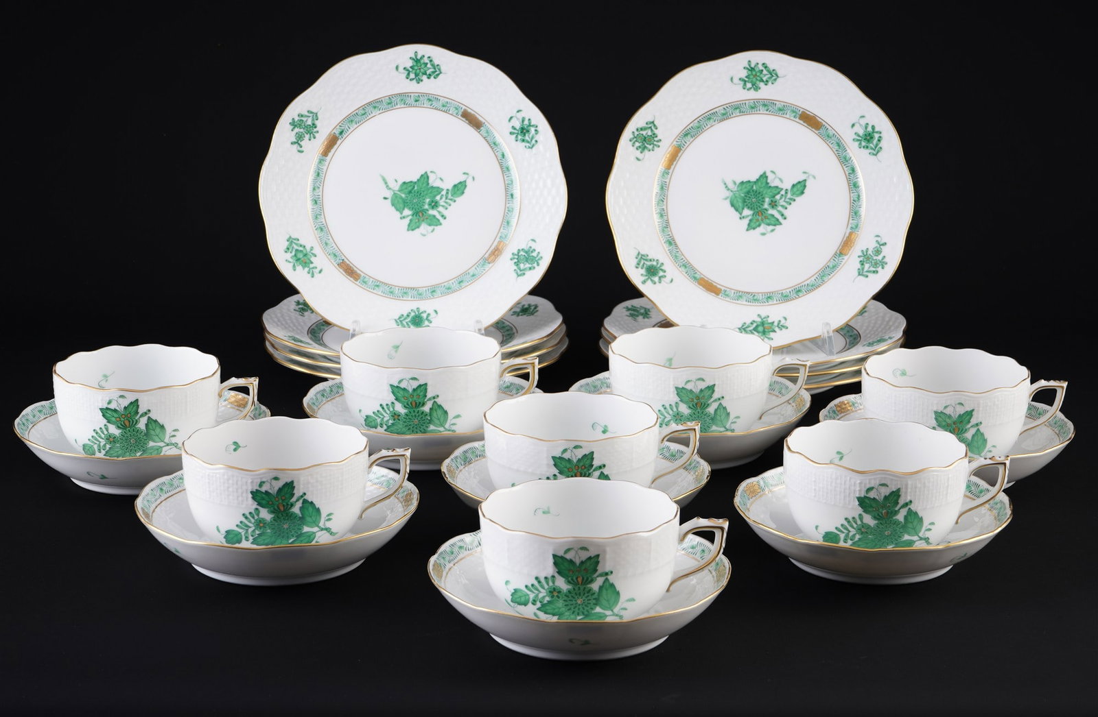 Herend Apponyi Vert 8 tea place settings, (1 of 5)