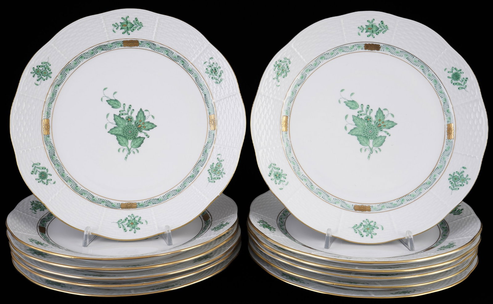 Herend Apponyi Vert 12 dinner plates, (1 of 4)