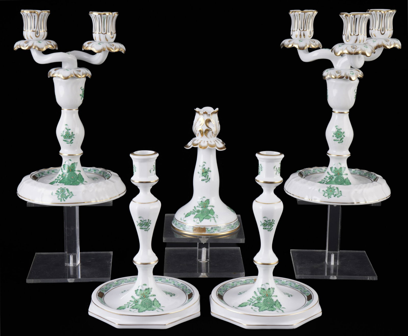 Herend Apponyi Vert 5 candlesticks, (1 of 5)