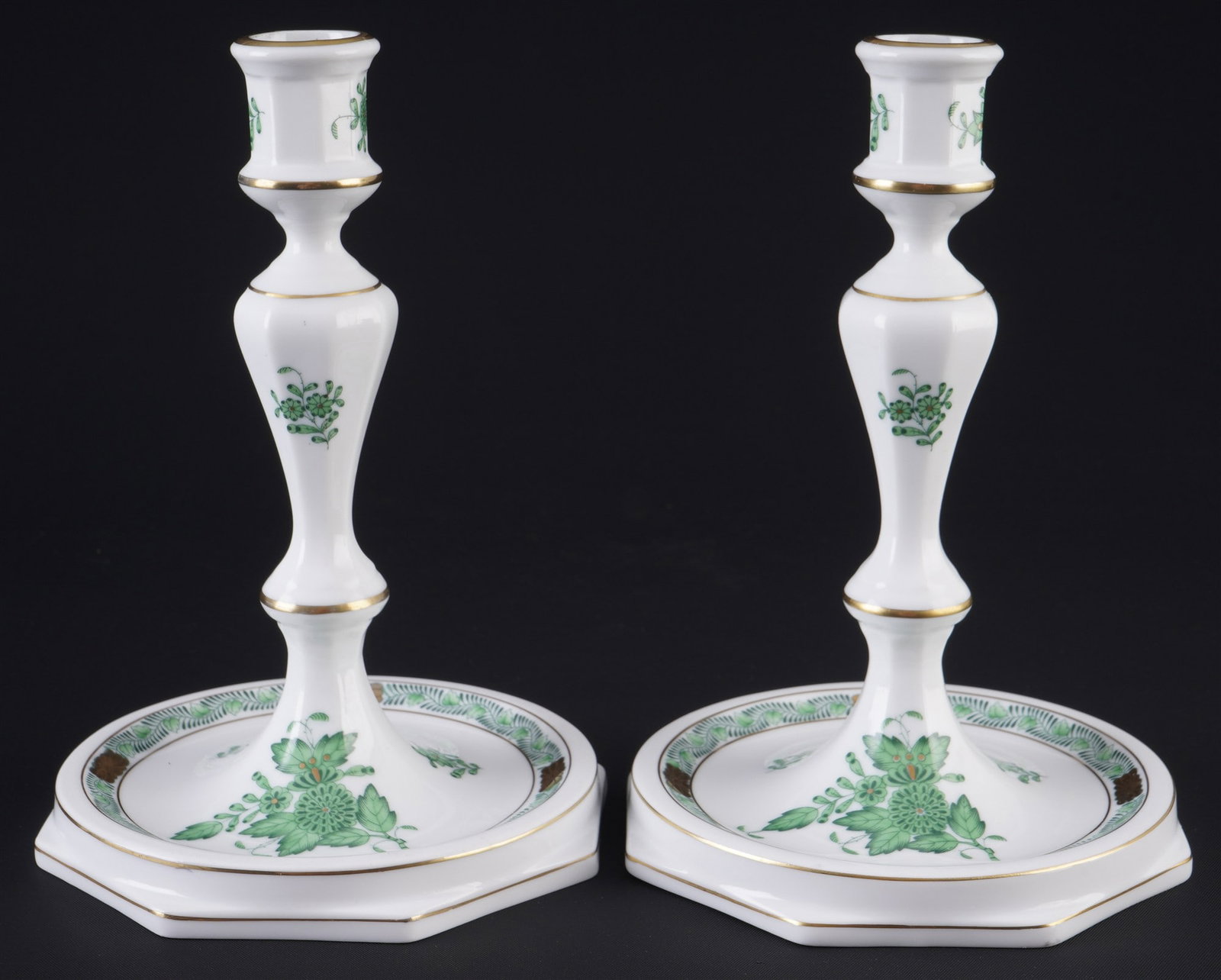 Herend Apponyi Vert 5 candlesticks, - 2
