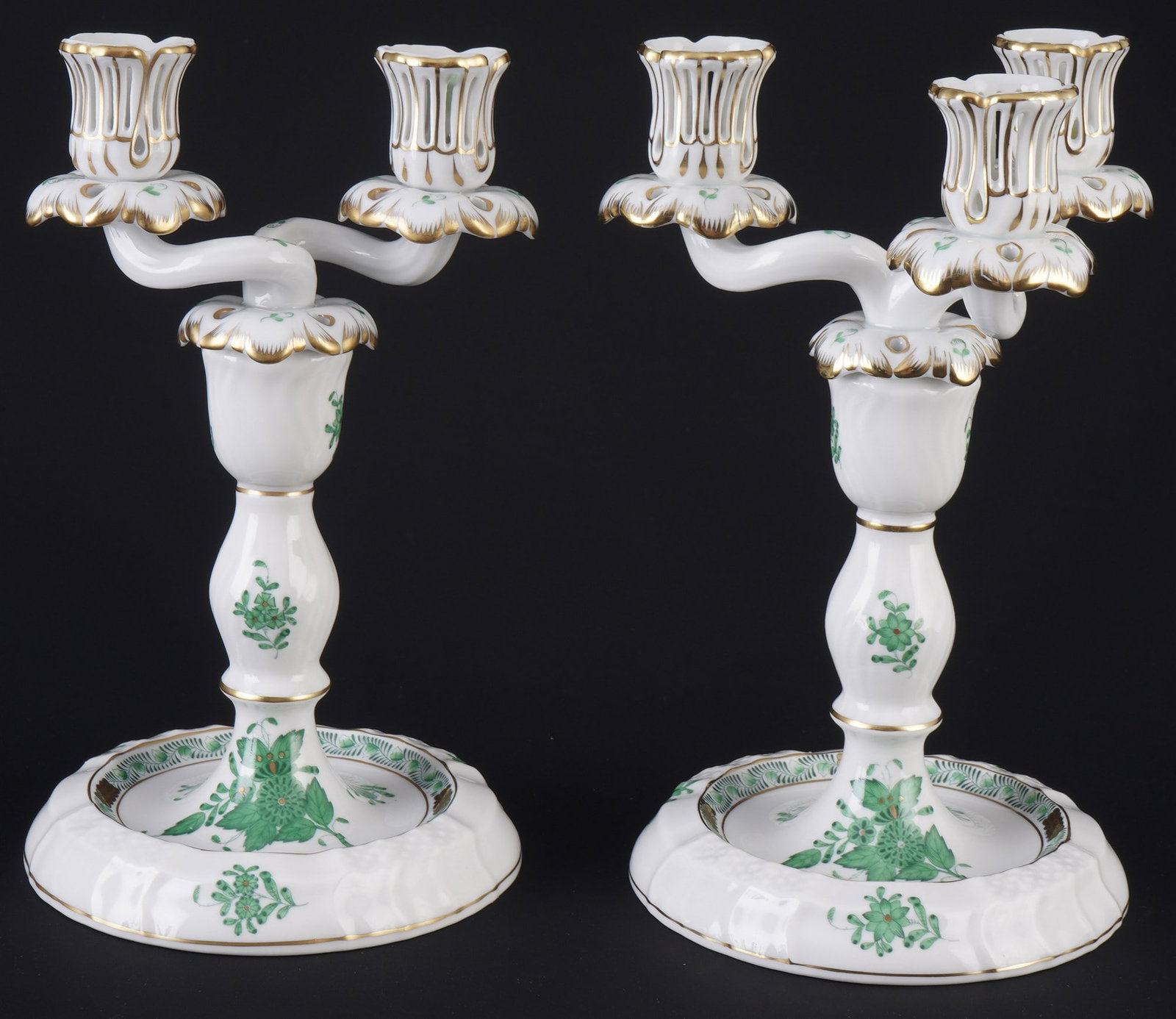 Herend Apponyi Vert 5 candlesticks, - 4