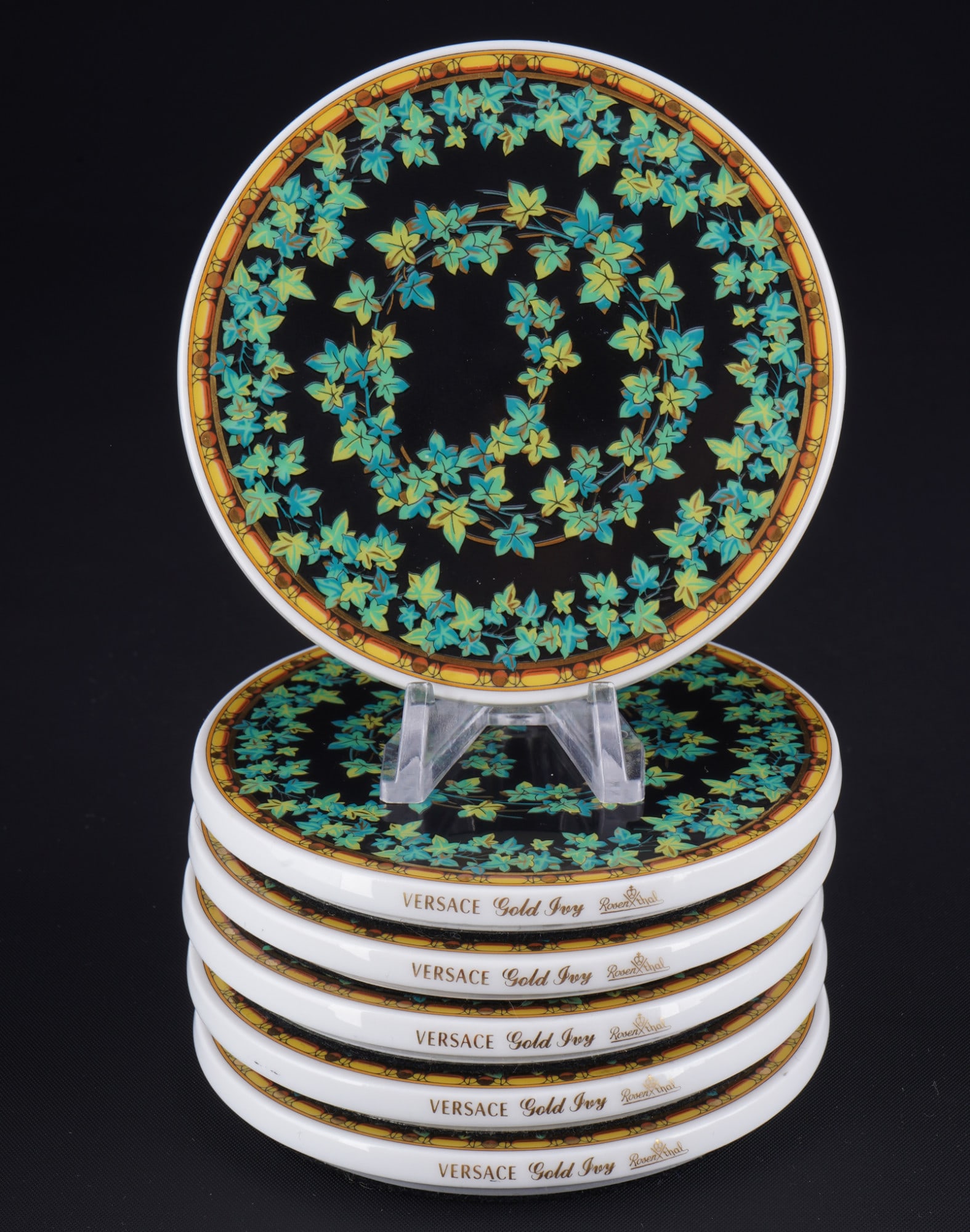 Rosenthal Versace Gold Ivy 6 coasters, (1 of 3)