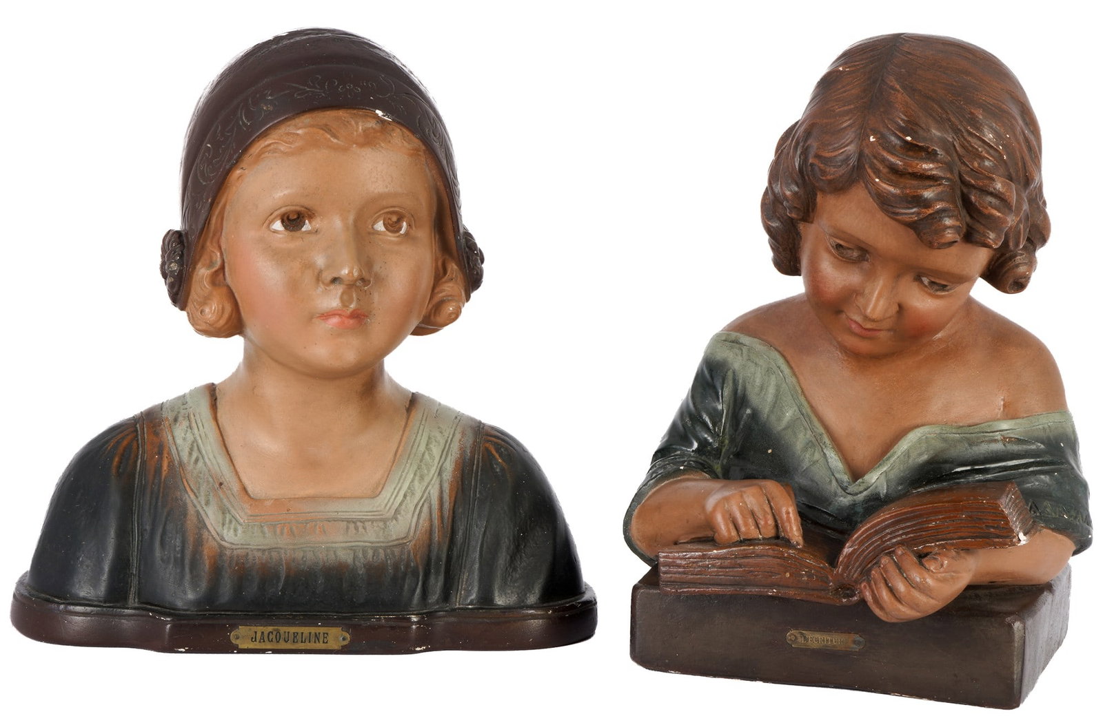 Art Deco 2 girl busts - Jacqueline and L'?criture, (1 of 11)