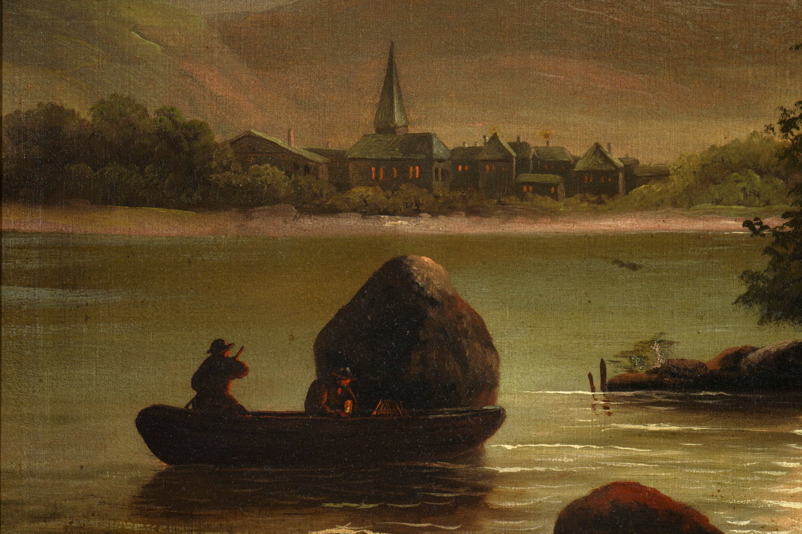 Unknown painter, 19th century, crossing by moonlight, (1 of 5)