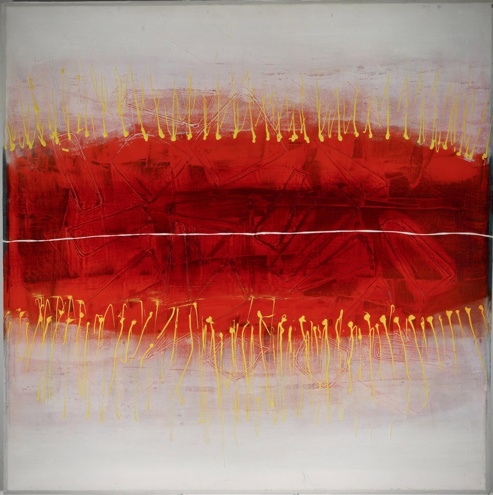 Zivojin CELIC (1954-2020) large modern composition,: Oil on canvas, signed on the reverse Zivojin, born 1954 in Belgrade, Serbia - 2020, H 104 cm x W 103 cm, unframed
